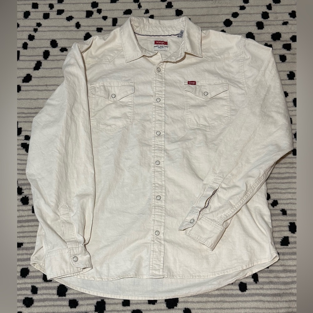 Wrangler Men’s XL White Western Pearl Snap Shirt Cowboy Rodeo Long Sleeve